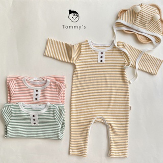 Bodysuit body dài tay cho bé trai bé gái 0-24 tháng kèm mũ cục bông siêu xinh chất liệu len gân TOMMY HOUSE