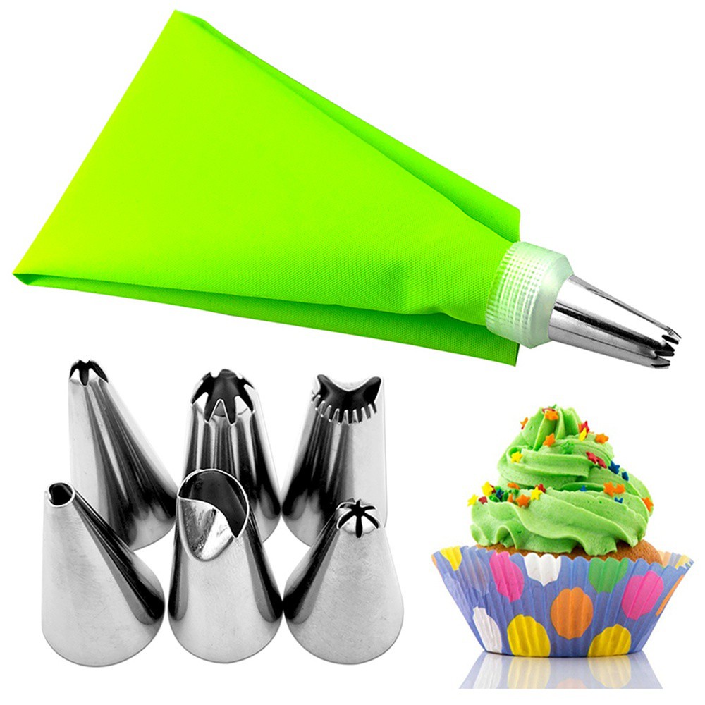 Set 8 Vòi Bắt Bông Kem 6 Đầu Bằng Thép Không Gỉ Nhiều Màu Sắc Diy81