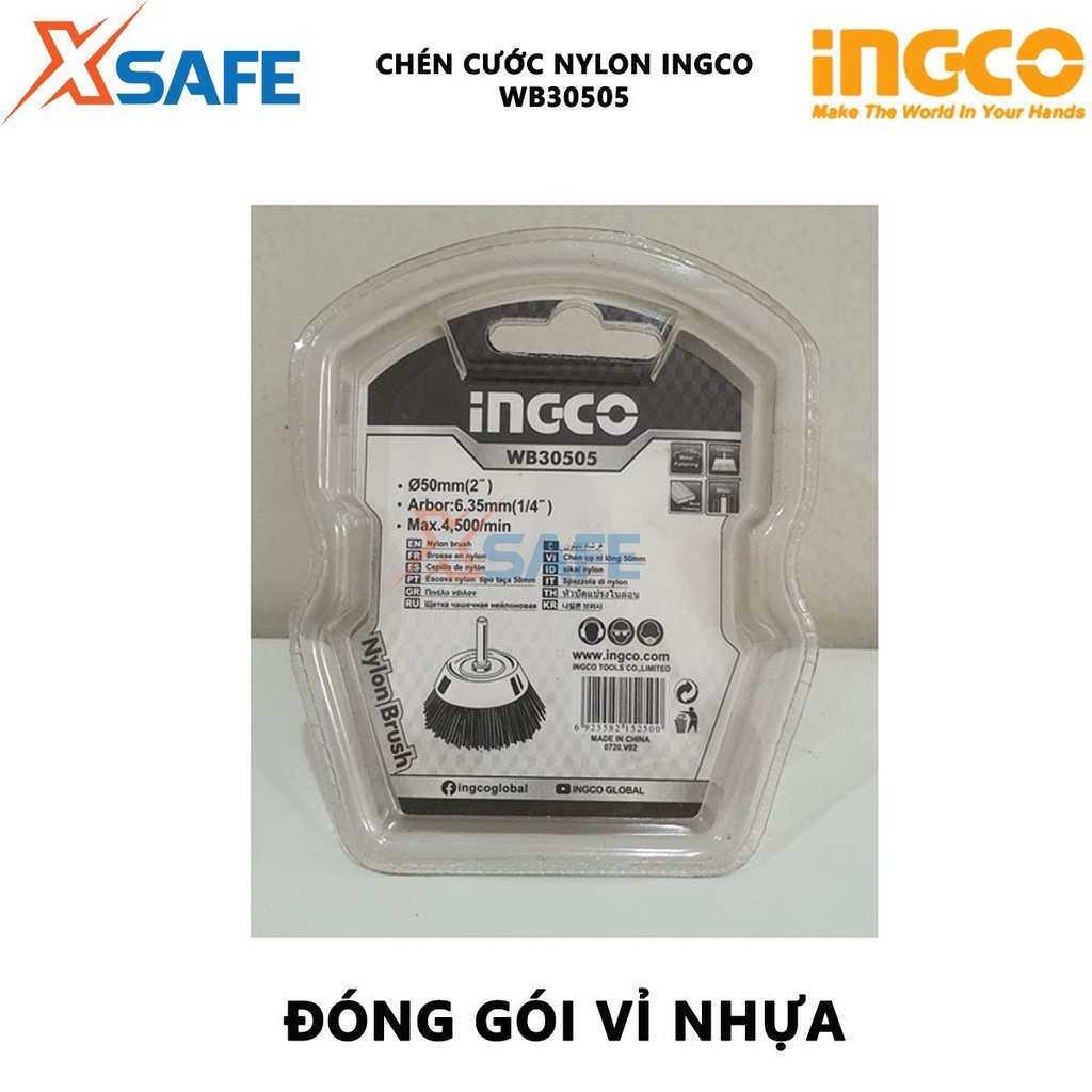 Chén cước nylon INGCO WB30505 Bánh cước nylon 50mm, đường kính dây cước 1,3-1,5mm, đường kính cốt 6.3mm - [XSAFE]