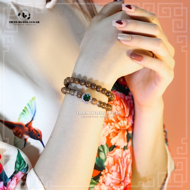 Vòng tay trầm hương Việt tự nhiên - Vòng đôi mix charm - Trầm hương Lugar