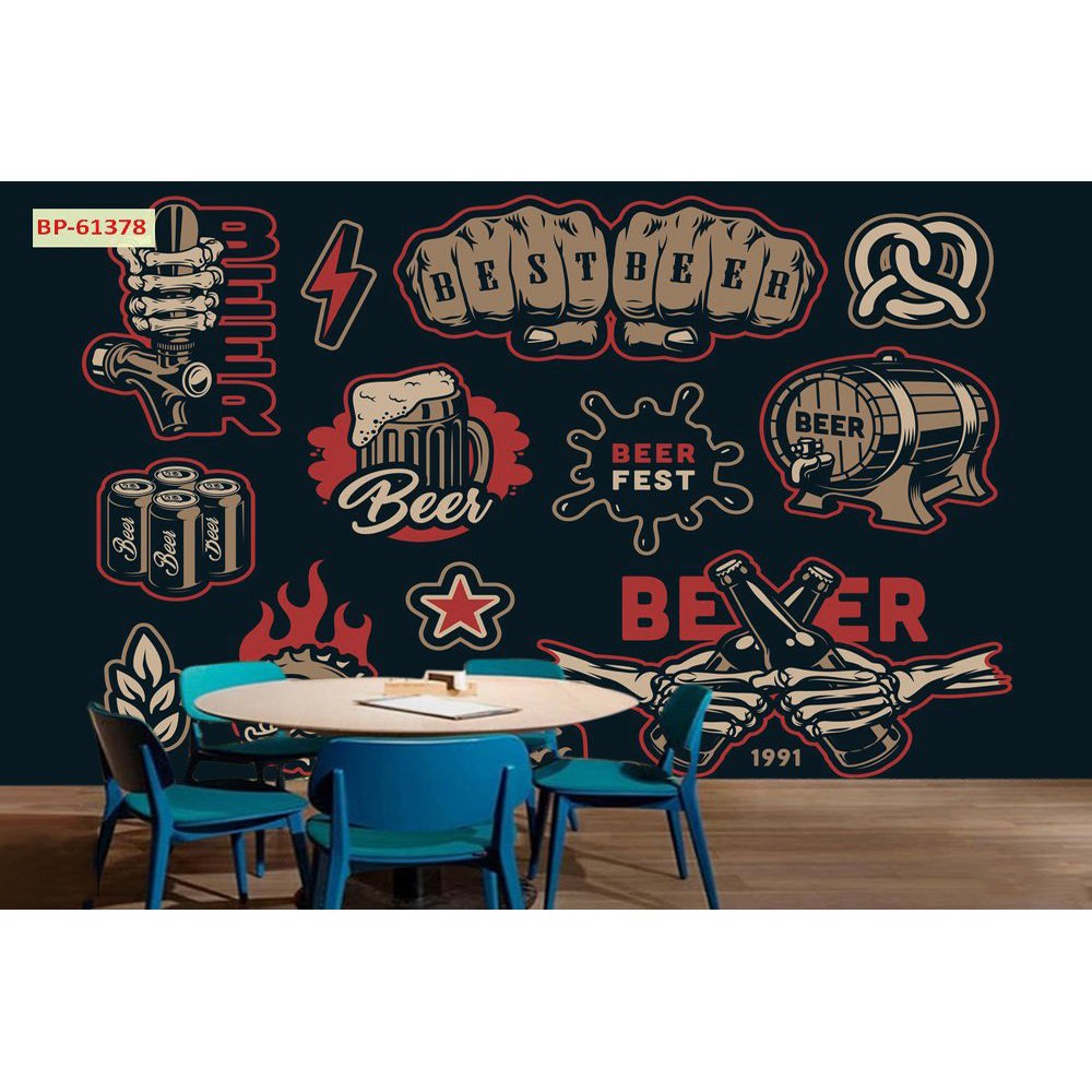 Tranh lụa 3d trang trí Nhà hàng Beer Kích Thước 1,5m x 2m BIARUOU-03