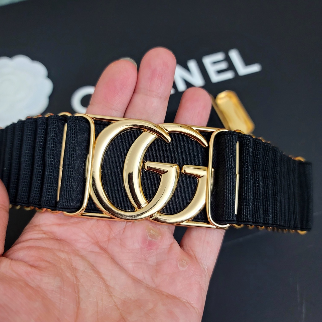 Đai váy thương hiệu GG bản 5cm xếp li hoạ tiết mạ cao cấp TB589