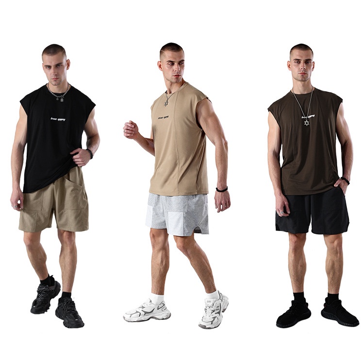 [ GYMEN ] Quần short thể thao nam  thoải mái  chạy bộ   tập thể dục  quần bóng rổ  rộng rãi  cỡ lớn  ngoài trời   huấn luyện  hút mồ hôi màu trơn quần ngắn đến gối