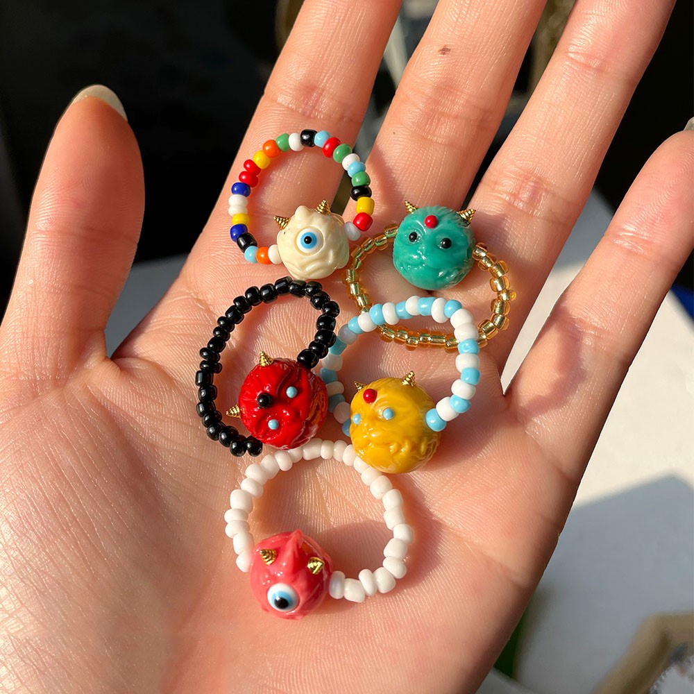 Nhẫn Đeo Ngón Tay Hình Đầu Động Vật Hoạt Hình Vui Nhộn Thời Trang Mùa Hè Phong Cách Hàn Quốc