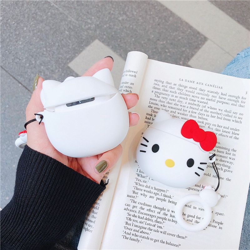 Vỏ Bảo Vệ Hộp Sạc Tai Nghe Airpod 1 2 Bằng Silicon Hình Hoạt Hình Sanrio Hello Kitty 3D