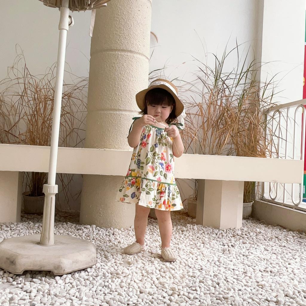 Váy hoa bé gái đầm hoa bé gái đầm hoa mùa hè đi biển cho bé