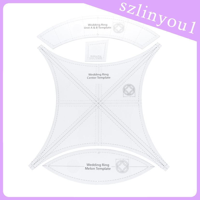 New Arrival Acrylic Double Wedding Ring Template Sewing Patchwork Quilting Ruler Tools Set