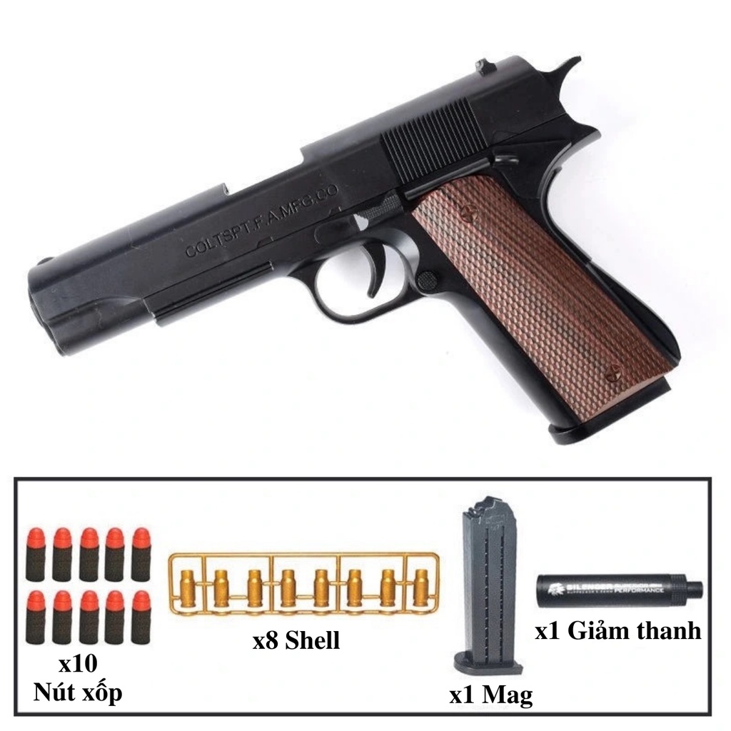 Toy đồ chơi cho bé trẻ em nerf glock 18 21 m1911 bắn thanh xốp dính văng cell mô hình figure decor giá rẻ cao cấp gaming