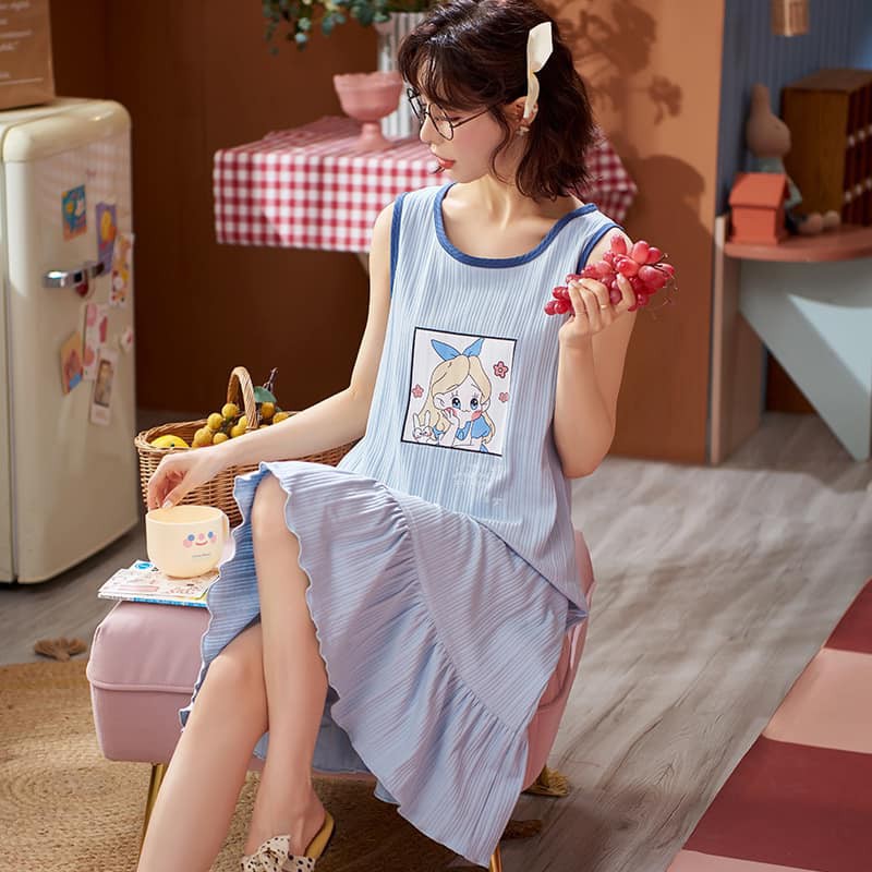 [SẴN] VÁY NGỦ DÂY QUẢNG CHÂU BÔNG COTTON ĐUÔI CÁ, CHẤT MỊN THOÁNG MÁT. | BigBuy360 - bigbuy360.vn