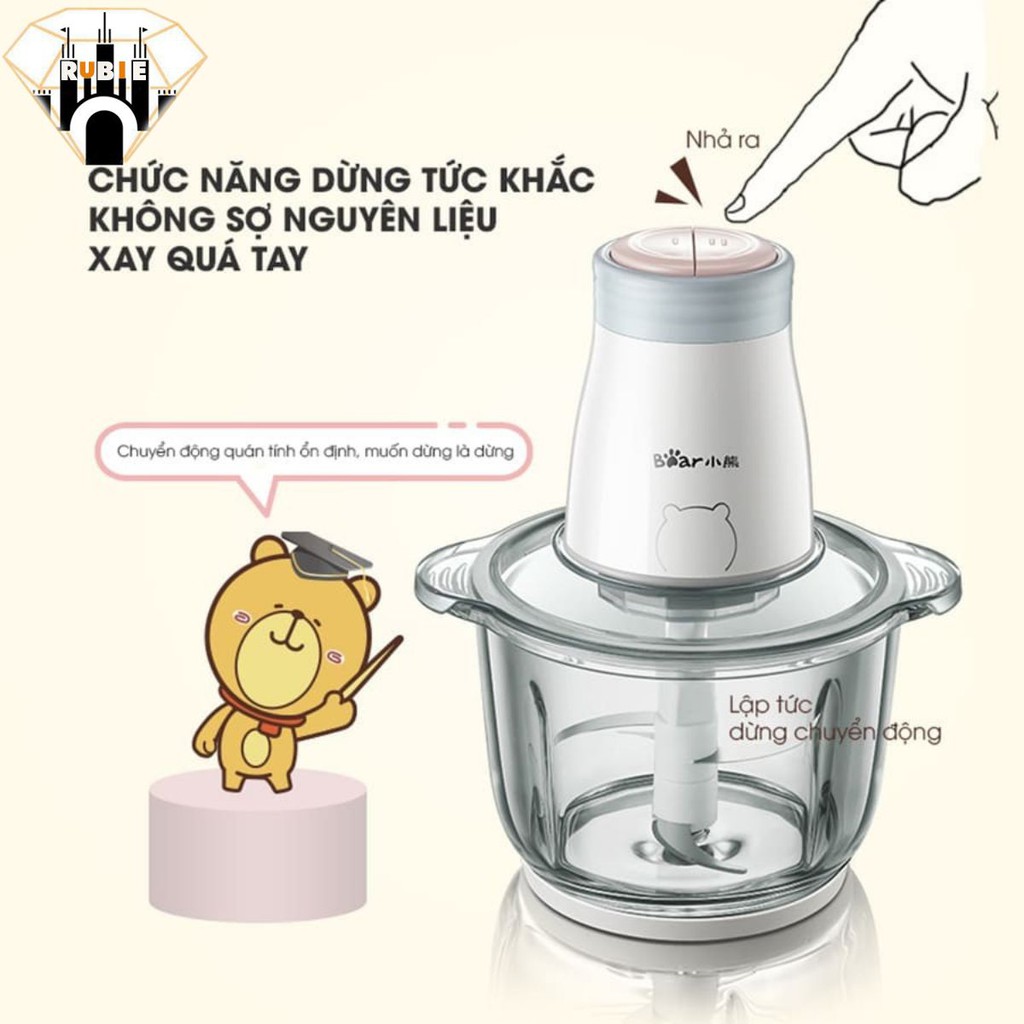 [RUBIE] Máy xay thịt Bear 2L, Máy xay thực phẩm đa năng QSJ-B02Q1