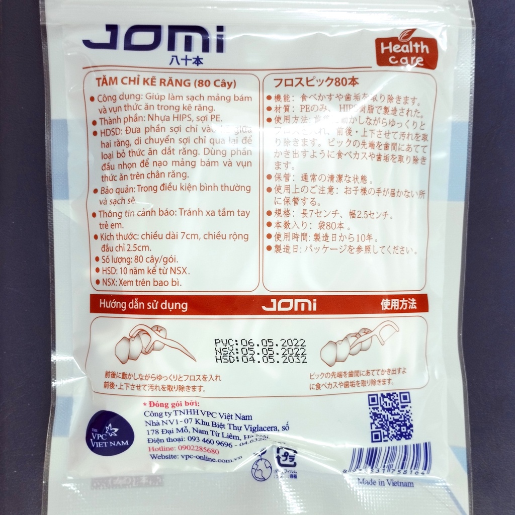 Tăm / chỉ nha khoa JOMI Hàn Quốc bạc hà mảng bám dắt kẽ răng dental floss mint hôi miệng sâu răng flosser