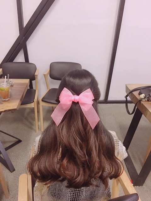 Kẹp nơ voan nhũ cao cấp