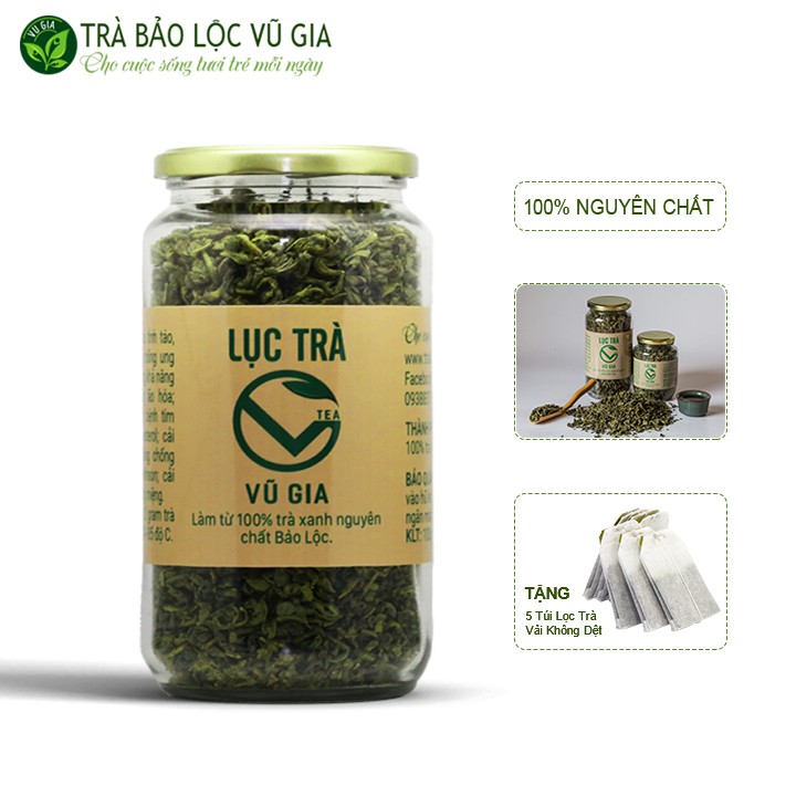 [Mã LTBAUAB14 giảm 7% đơn 99K] Lục Trà Nguyên Chất Bảo Lộc Vũ Gia (100gr/hũ) + Tặng 5 Túi Lọc Trà