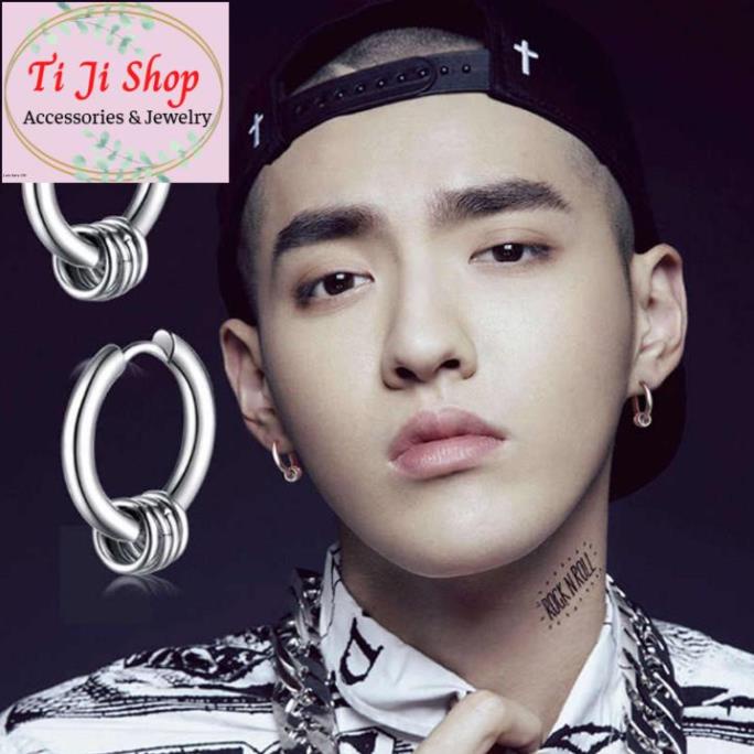 BÔNG TAI INOX KHOEN TRÒN THỜI TRANG KPOP đẹp, không đen, - số lượng 1 chiếc
