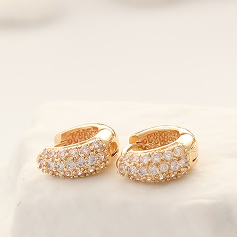 14K Gold-Coated Zircon Earring Ring Round Ear Buckle Fashion Ear Clip Ear Jewelry 013