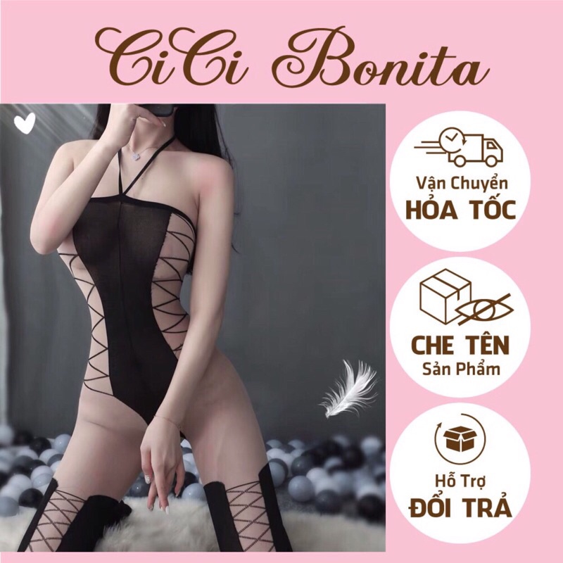 Bodystocking đan dây hông cực sexy/ đồ ngủ liền thân gợi cảm CB32 CICI BONITA HCM