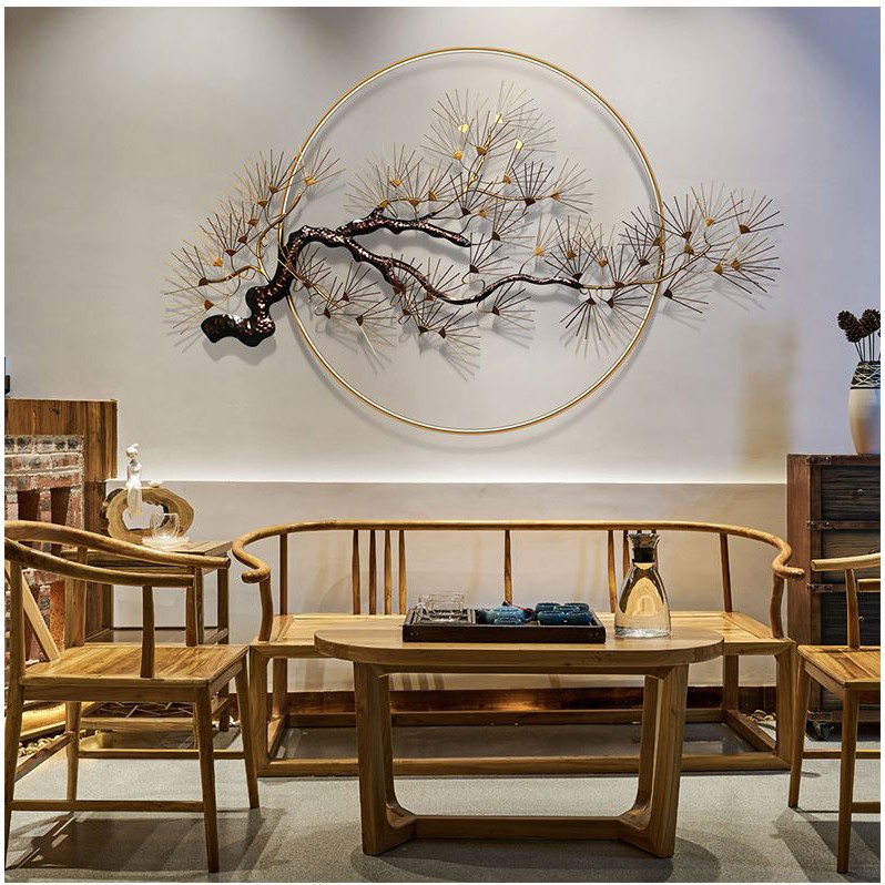 Decor sắt nhành cây hoa vàng 3D thương hiệu Bisa mã 2088