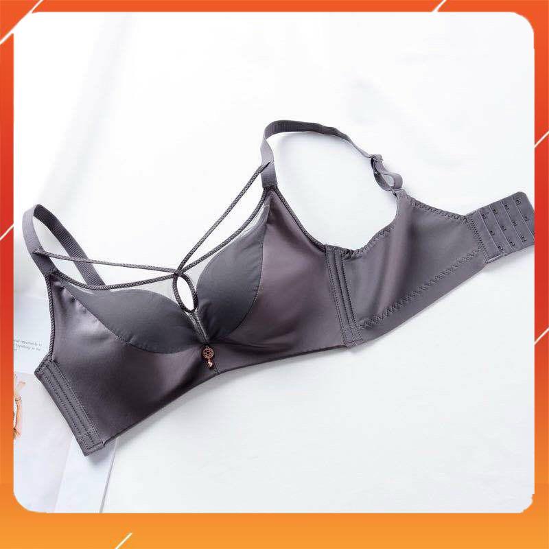 Áo lót nữ không gọng cup chéo bản to đệm mút vừa phối lụa cao cấp A5373