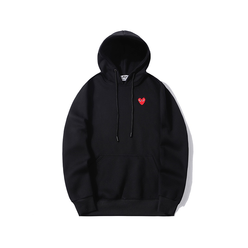 Áo hoodie cotton tay dài thêu họa tiết trái tim CDG