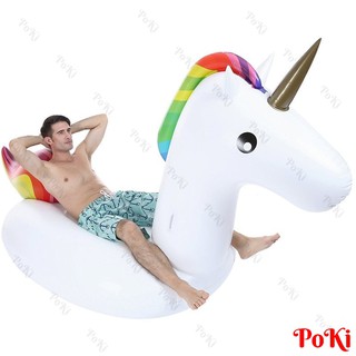Phao bơi Ngựa 1 sừng KHỔNG LỒ kích thước 190cm, thoải mái khi sử dụng, chất liệu cao cấp - POKI