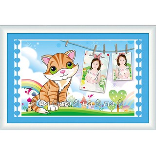 Tranh Thêu Chữ Thập 3D Lồng Hình Và Kết Hạt Đá Cat Con Mèo EVA8562 (Khách tự thêu) kt:46x34cm