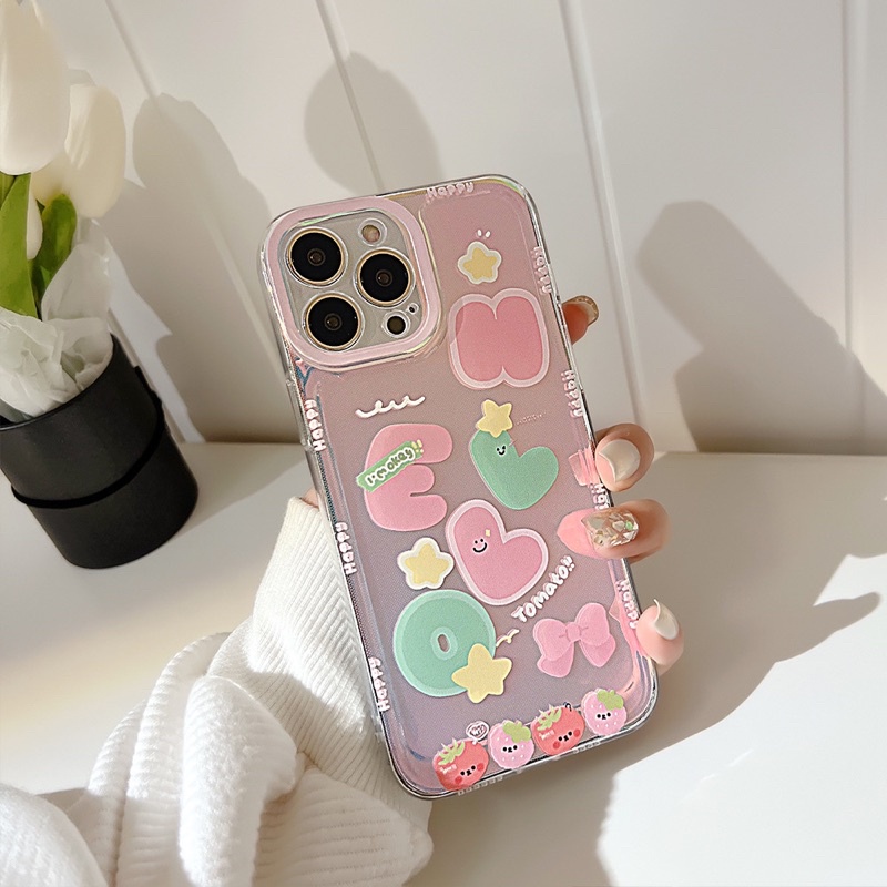 (SIÊU RẺ) Ốp lưng iphone chữ cái béo cà chua dễ thương 7plus/8/8plus/x/xr/xs/11/12/13/pro/max/plus/promax