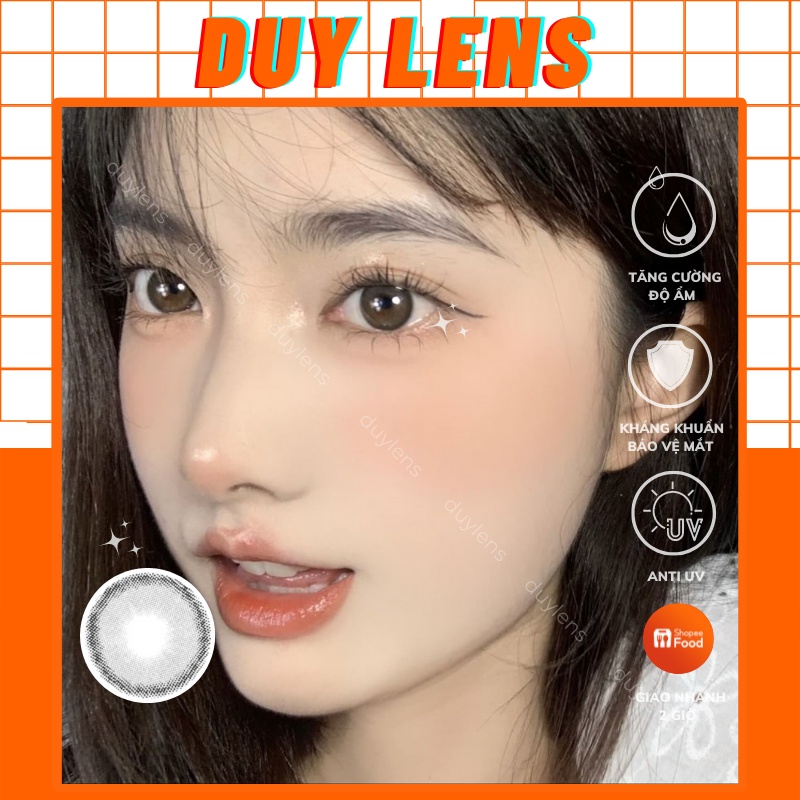 Kính áp tròng xám tro WITTY GRAY - Lens 0 độ chính hãng Hàn Quốc 14mm hạn 1 năm