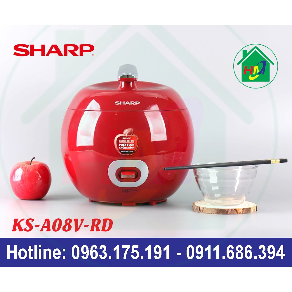 [Mã ELMS5 giảm 7% đơn 300K] Nồi Cơm Quả Táo 0.72L Sharp KS-A08V | BigBuy360 - bigbuy360.vn