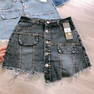 Chân váy jeans lệch tà