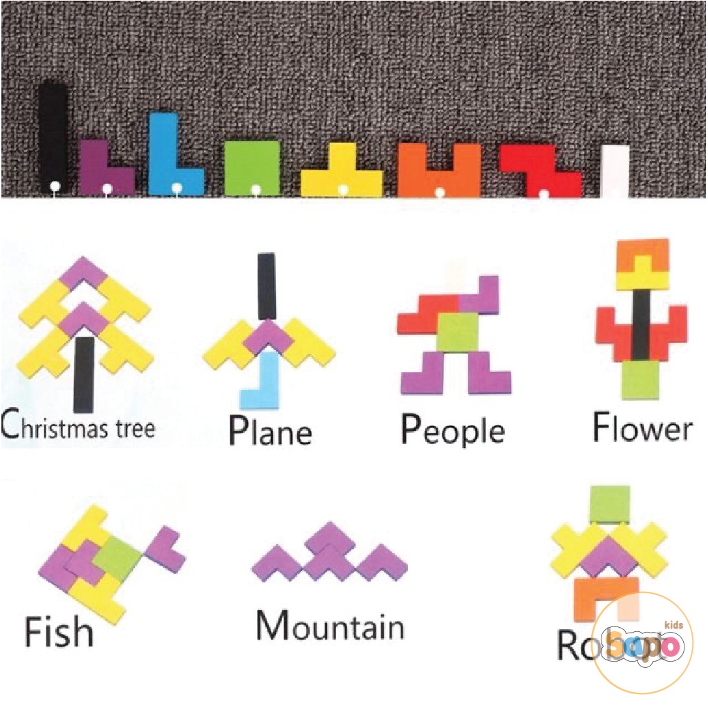 Đồ Chơi Xếp Hình Thông Minh Cao Cấp Size Đại, Tetris Xếp Gạch Gỗ Pitomio Montessori cho bé sapo kids