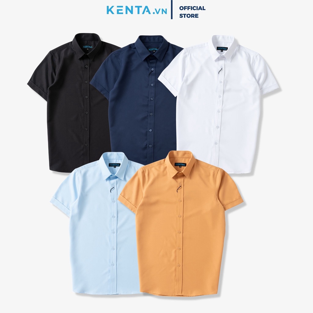 Áo Sơ Mi Nam Tay Ngắn Đen KENTA vải lụa SMN0078