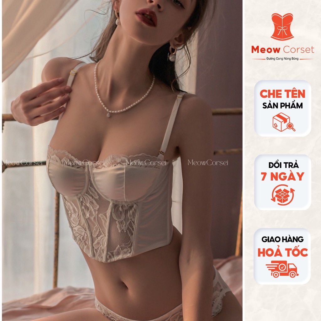 Áo bra bralette corset ren lụa có gọng sexy sang chảnh nhiều nấc cài điều chỉnh size [MEOW Corset]