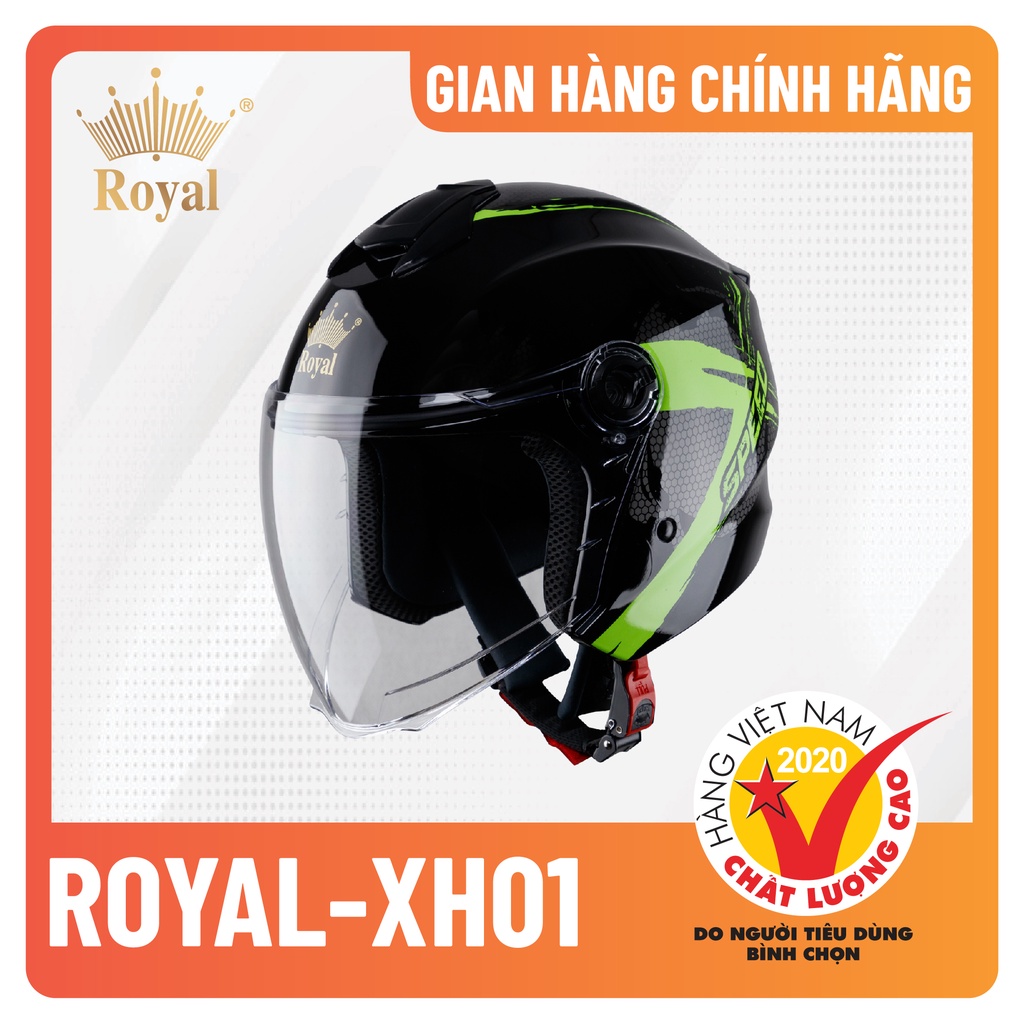 Nón bảo hiểm có kính 3/4 Royal XH01 form nhỏ gọn, nhiều màu sắc, phù hợp cả nam và nữ, bảo hành 1 năm