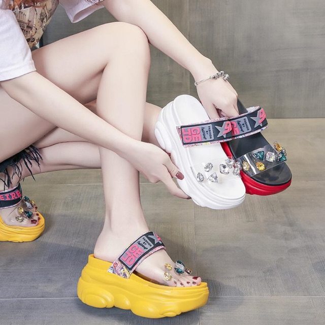 (HÀNG K CÓ SẴN) dép bánh mì thời trang 8,5cm 010307 sẵn trắng 38