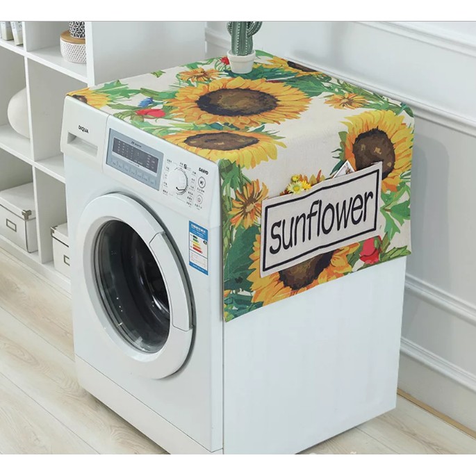 Khăn Trải Tủ Lạnh -máy giặt Họa Tiết Hoa Hướng Dương Ấn Tượng ( Kích Thước 60 X 140cm )