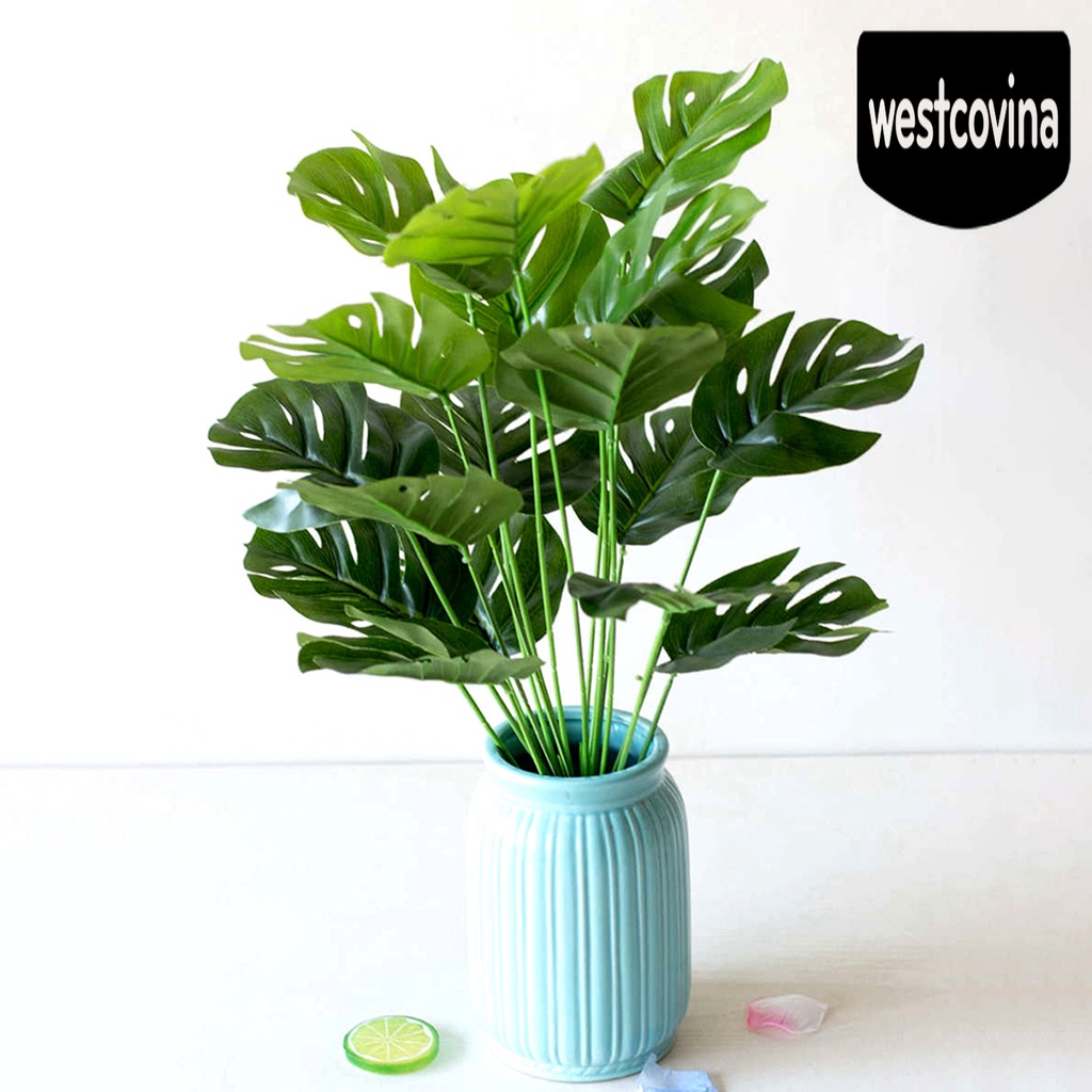 [Hot]☀ 1 Bó Hoa Monstera Giả Bằng Nhựa Màu Xanh Lá Dùng Trang Trí Nhà
