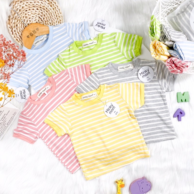 Bộ cộc tay, quần dài sọc dệt Minkymom cho bé trai, bé gái từ 1-7 tuổi