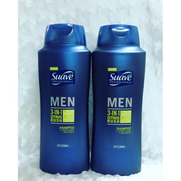 Dầu gội - Xả - Sữa Tắm Suave Men 3 in 1 828ml