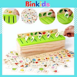 Đồ chơi thả hình theo chủ đề bằng gỗ cho bé - hộp thả hình thẻ giáo cụ montessori bằng gỗ