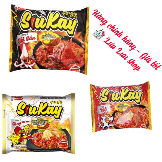 Mì / phở  trộn SiuKay 7 cấp độ hải sản - bò cay - gà cay phomai 128gr