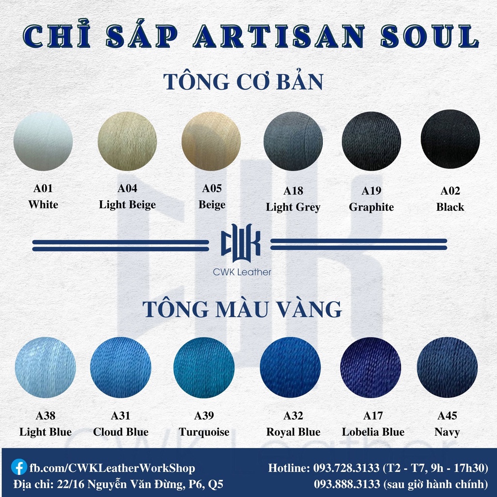 Chỉ sáp 0.35mm may đồ da handmade thắt vòng tay macrame Artisan Soul (tông đỏ hồng &amp; vàng cam)