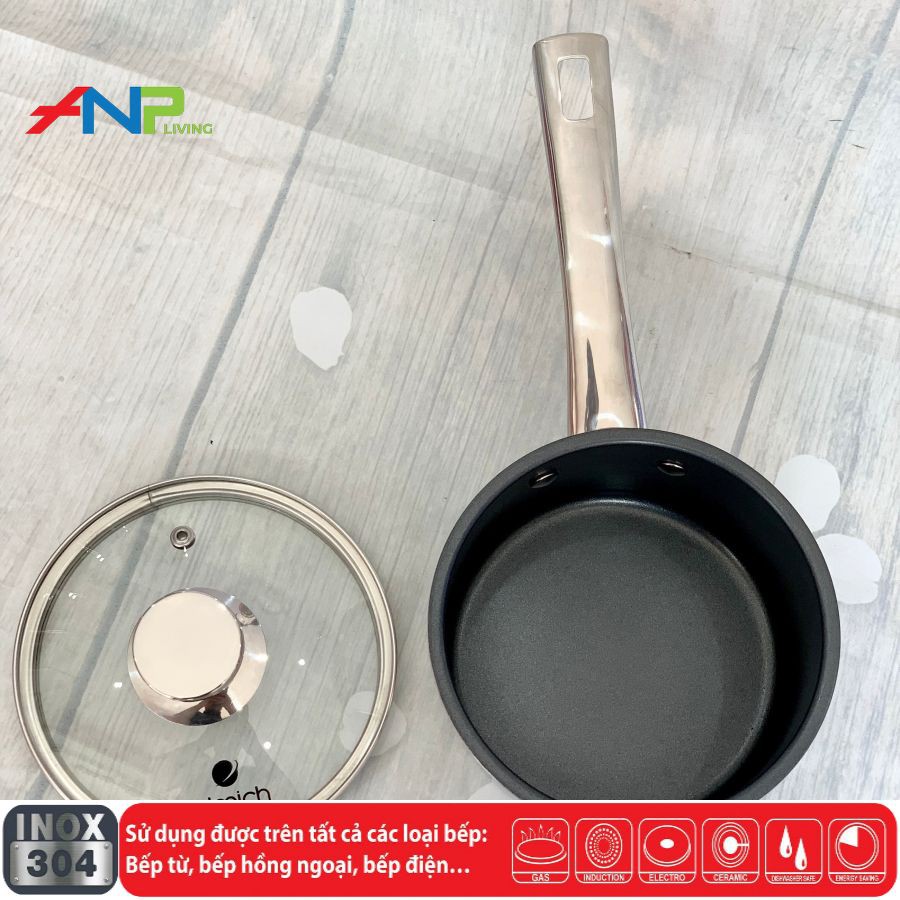 Quánh Inox Chống Dính 3 lớp đáy liền Trimax EL-3783 size 14cm