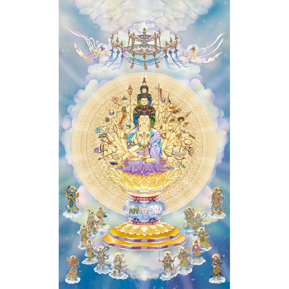 Tranh Phật Chú Đại Bi - Thiên Thủ Thiên Nhãn A3 - Formet dày 5ly - In Kích Thước Theo Yêu Cầu 01