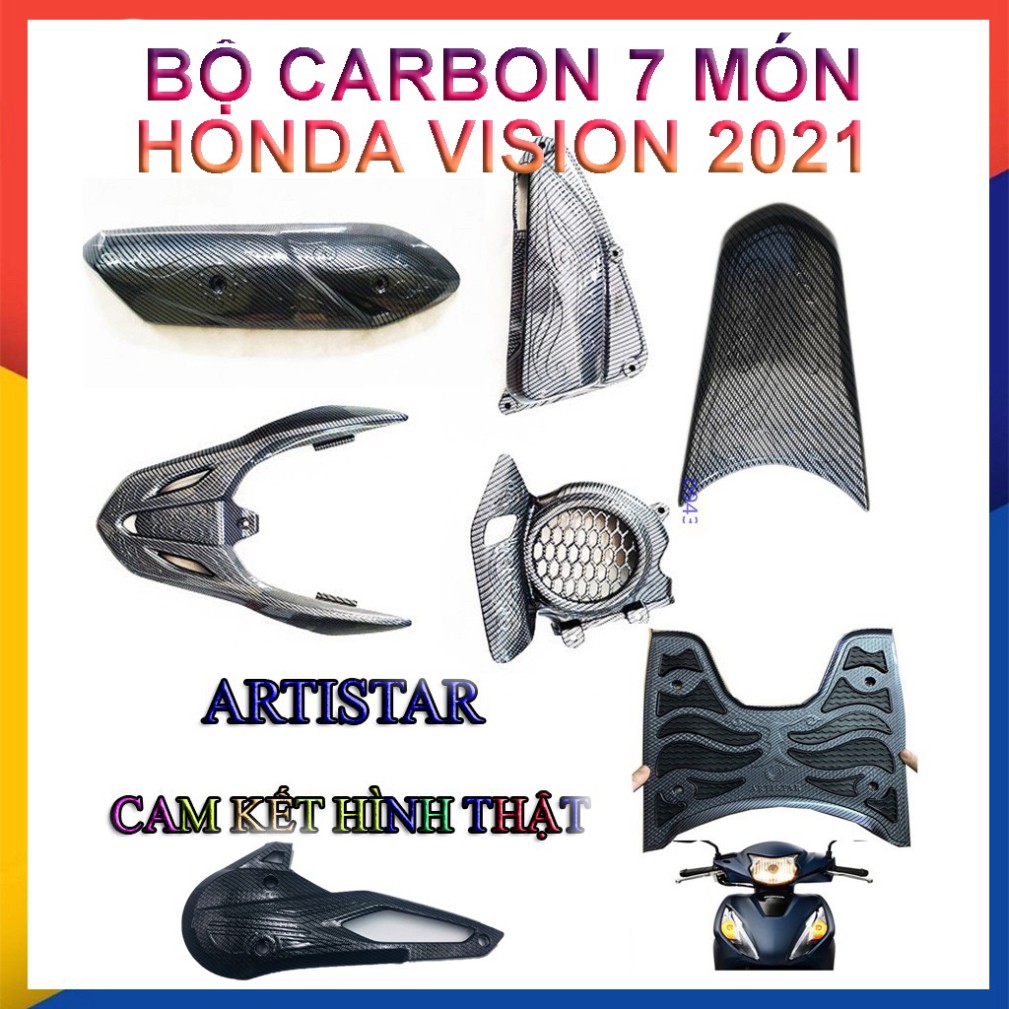 Ốp Carbon Cho Honda Vision 2021 Bộ 7 Món