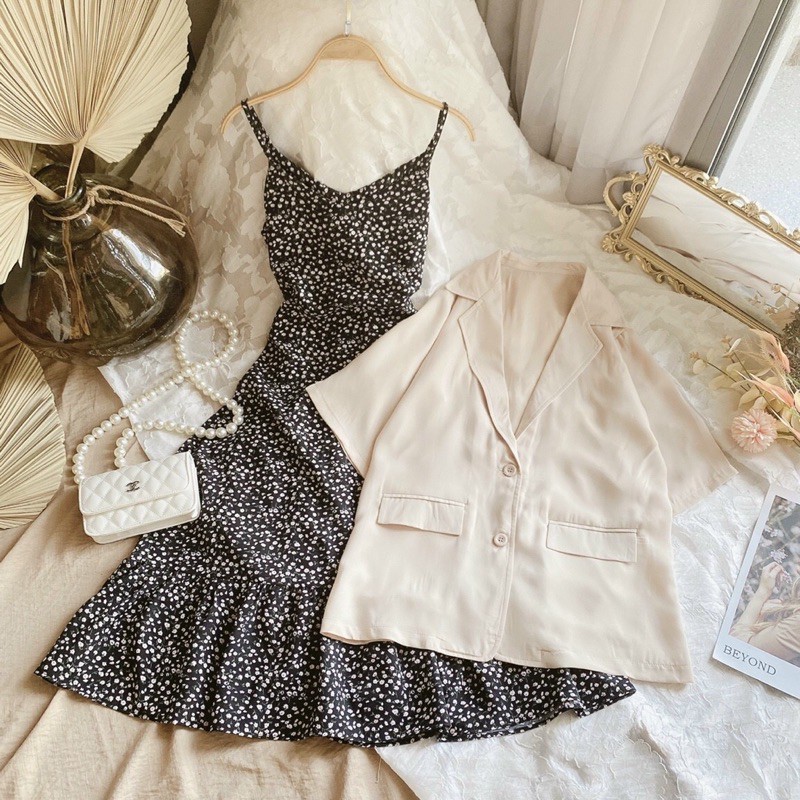 ĐẦM HOA NHÍ 2 DÂY VINTAGE+ÁO KHOÁC BLAZER__HÀNG QUẢNG CHÂU CAO CẤP__ĐẦM VOAN HOA NHÍ DẠO PHỐ,DU LỊCH SIÊU XINH | BigBuy360 - bigbuy360.vn