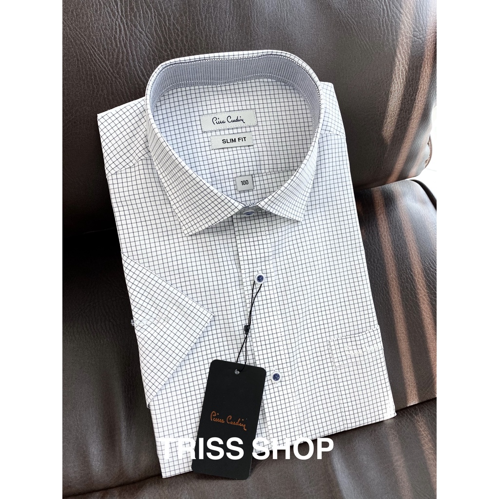 Áo sơ mi nam ngắn tay Pierre Cardin 10 vải Cotton chống nhăn Form Slimfit