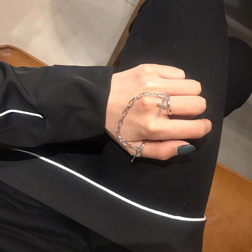 [Baise] Vòng đeo chéo kết hợp chuỗi hai ngón tay Ins Punk Hip Hop Hàn Quốc dành cho nam nữ giới giới mở trang sức 601