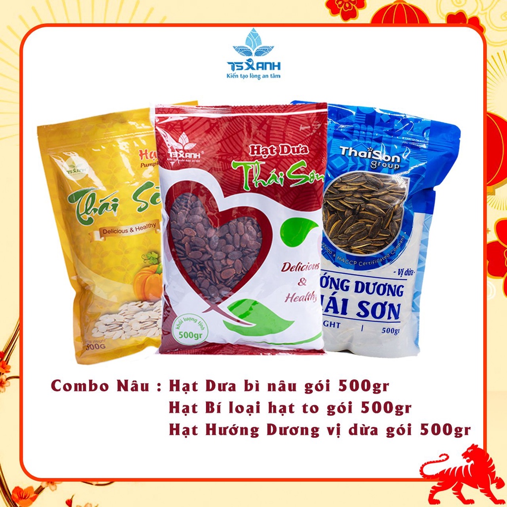 Combo 3 loại Hạt Dưa, Hạt Bí, Hạt Hướng Dương Thái Sơn Gia Lai - Bịch 500gr