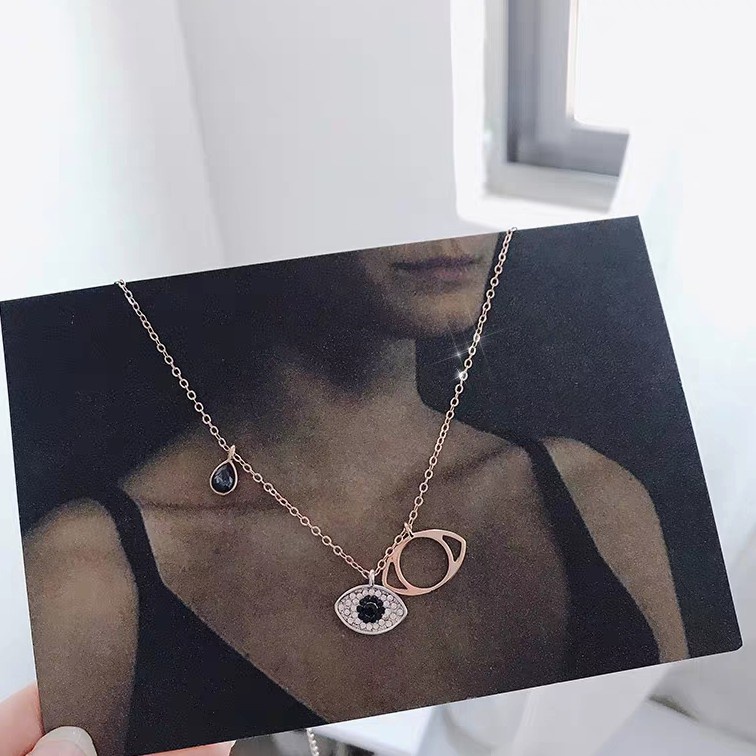 Dây Chuyền Mạ Vàng 18k Mặt Hình Con Mắt Quỷ Đính Đá zircon Phong Cách Âu Mỹ Thời Trang Cho Nữ