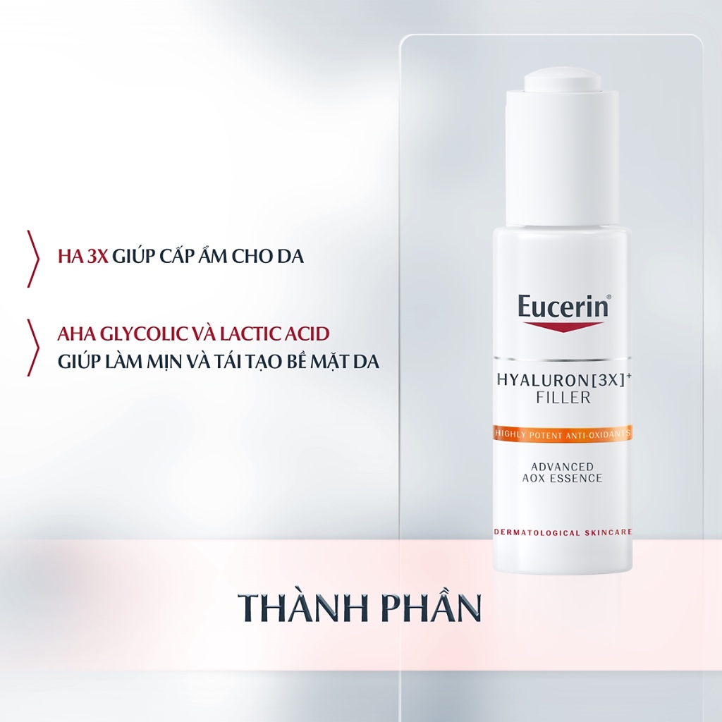 Tinh chất Eucerin Hyaluron + Filler Advanced AOX Essence chống oxy hóa và thu nhỏ lỗ chân lông 30ml